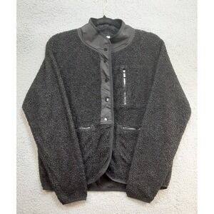 PINK Jacket Womens Size Small Black Biker 80s 3 Pocket Button Coat